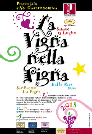 Sanremo: sabato dalle 19 nel centro storico, "La vigna ne la Pigna"