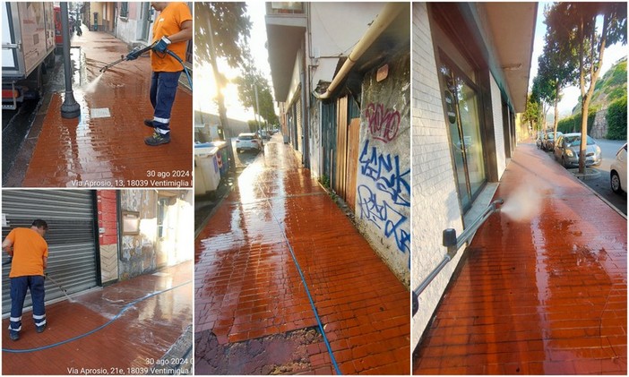 Ventimiglia più decorosa, implementata la pulizia dei marciapiedi (Foto e video) Ventimiglia più decorosa, implementata la pulizia dei marciapiedi (Foto e video)