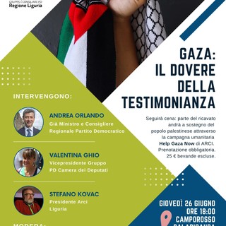 Camporosso, incontro pubblico su Gaza: testimonianze dirette dalla Striscia e cena solidale Camporosso, incontro pubblico su Gaza: testimonianze dirette dalla Striscia e cena solidale