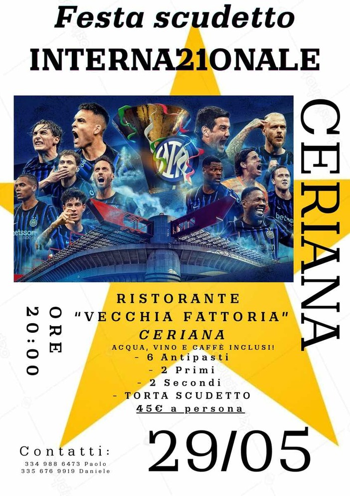 L’Inter Club Sanremo organizza una serata conviviale a Ceriana L’Inter Club Sanremo organizza una serata conviviale a Ceriana