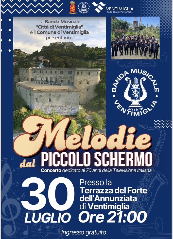 Questa sera concerto sotto le stelle della Banda Musicale “Città di Ventimiglia”