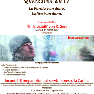 #HomelessZero: ad Arma di Taggia, Sanremo, Bordighera e Ventimiglia, martedì la proiezione del film "Invisibili"