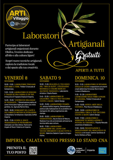 Olioliva 2024: "Un viaggio unico tra tradizione e innovazione artigianale nell’Artivillaggio Cna Imperia"