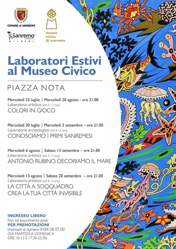 Sanremo, al via il primo laboratorio in piazza Nota per bambini dai 5 ai 13 anni