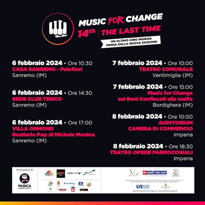 "Musica contro le mafie" e Libera, quattro concerti gratuiti in provincia