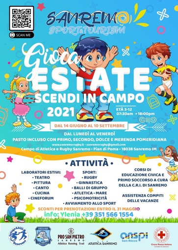 Sanremo, successo per le iscrizioni all'edizione 2021 del "Gioca Estate, scendi in campo"