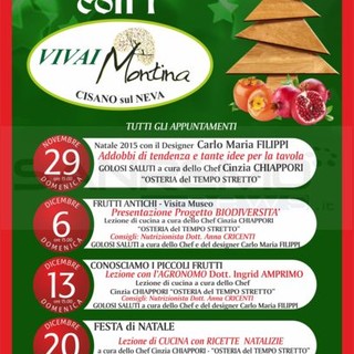 Vivai Montina: aspettando il Natale con chef, esperti e maestri, domenica 6 dicembre dalle 15.00 con Libereso Guglielmi