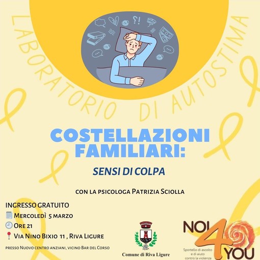 Riva Ligure, laboratorio di autostima e costellazioni familiari: “Affrontare i Sensi di Colpa”