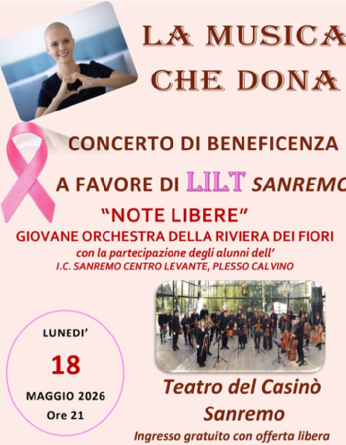 Sanremo, il Casinò ospita il concerto “La musica che dona” Sanremo, il Casinò ospita il concerto “La musica che dona”