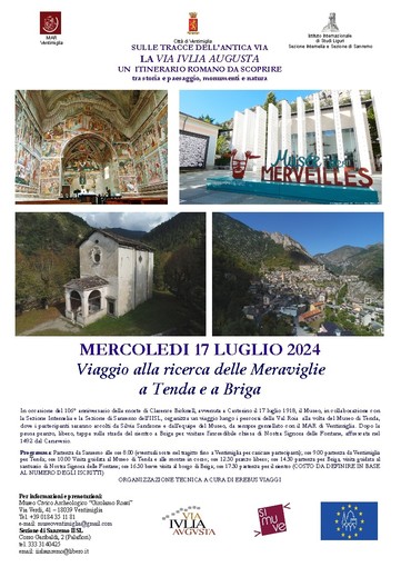 Il 17 luglio viaggio alla scoperta delle meraviglie a Tenda e a Briga Il 17 luglio viaggio alla scoperta delle meraviglie a Tenda e a Briga