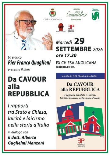 Bordighera, all’Ex Chiesa Anglicana la presentazione del libro di Pier Franco Quaglieni Bordighera, all’Ex Chiesa Anglicana la presentazione del libro di Pier Franco Quaglieni