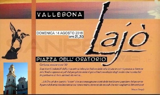 Vallebona: domani in piazza dell'Oratorio 'Lajò', musica del ponente ligure e canti tradizionali di Ceriana