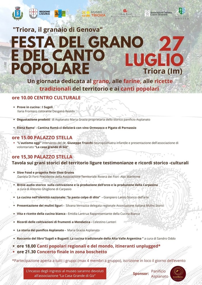 Triora, sabato “La festa del Grano e del canto popolare”: ecco il programma Triora, sabato “La festa del Grano e del canto popolare”: ecco il programma