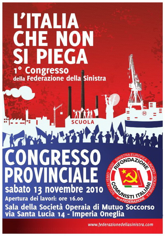 Imperia: sabato prossimo alla Soms di Oneglia il Congresso della Fed. Sinistra Imperia: sabato prossimo alla Soms di Oneglia il Congresso della Fed. Sinistra