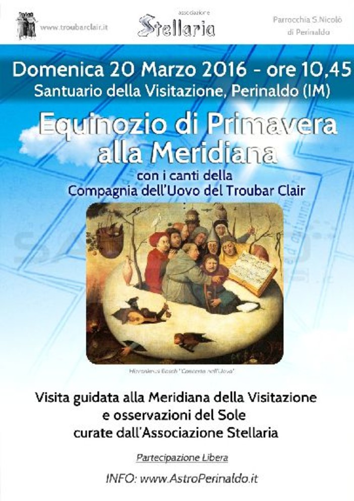 Perinaldo: domani mattina equinozio di Primavera alla Meridiana, giornate più lunghe e notti più brevi