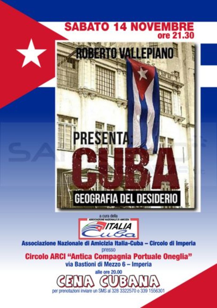 Imperia: questa sera al Circolo Arci la presentazione del libro 'Cuba geografia del desiderio'