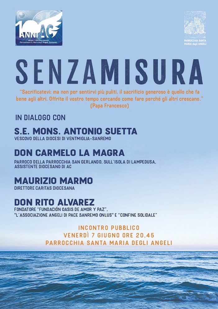 Sanremo: domani l'incontro organizzato dall'Azione cattolica della Parrocchia S. Maria degli Angeli. Tra gli ospiti don Rito e Mons. Suetta