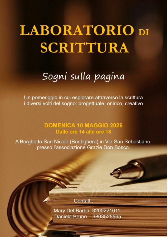Borghetto San Nicolò, laboratorio di scrittura dedicato ai sogni