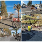 Bordighera, proseguono i lavori di restyling: chiuso un tratto di lungomare (Foto)