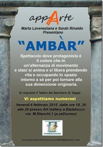 "Badalucco ArtGalley": presenta un luogo illuminato dalla luce dell'arte, ecco la prima sperimentale di "Apparte" "Badalucco ArtGalley": presenta un luogo illuminato dalla luce dell'arte, ecco la prima sperimentale di "Apparte"