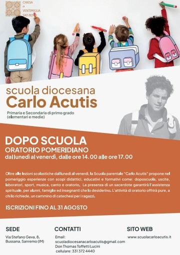Sanremo, al via a Bussana la scuola diocesana “B. Carlo Acutis” Sanremo, al via a Bussana la scuola diocesana “B. Carlo Acutis”