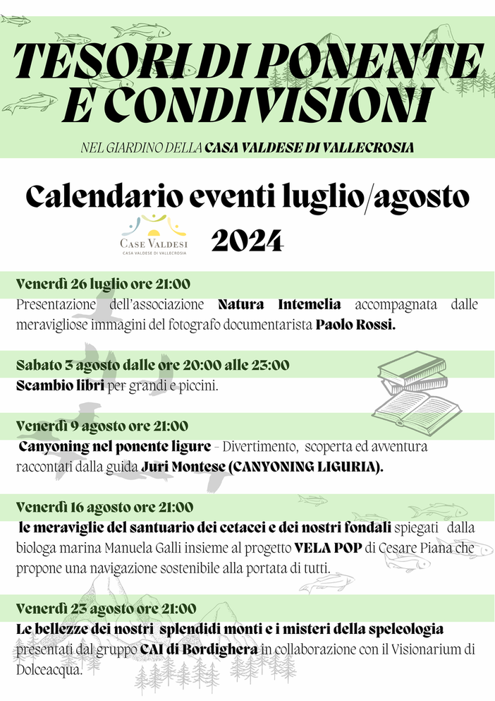 Agosto ricco di eventi alla Casa Valdese di Vallecrosia: ecco il programma Agosto ricco di eventi alla Casa Valdese di Vallecrosia: ecco il programma