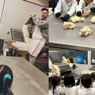 Ventimiglia, i bimbi del Santa Marta in visita al laboratorio di  'Pasta fresca Morena'