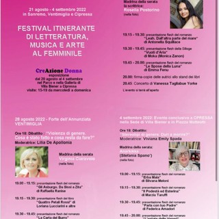 Arriva 'Le MusE': il 1° festival itinerante di letteratura, musica e arte al femminile nella Riviera dei Fiori Arriva 'Le MusE': il 1° festival itinerante di letteratura, musica e arte al femminile nella Riviera dei Fiori