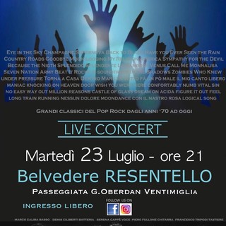 Ventimiglia: martedì al Resentello musica pop-rock con l'esibizione della Resonance Band Ventimiglia: martedì al Resentello musica pop-rock con l'esibizione della Resonance Band