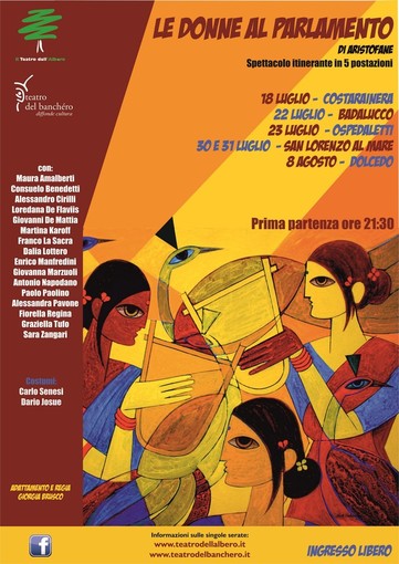 Sabato a Badalucco e Domenica a Ospedaletti "Le donne al parlamento" di Aristofane