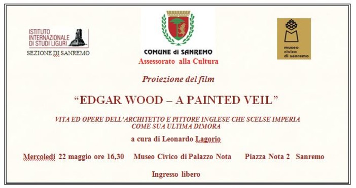 Sanremo, mercoledì al museo civico la proiezione del film “Edgar Wood – a Painted Veil” Sanremo, mercoledì al museo civico la proiezione del film “Edgar Wood – a Painted Veil”