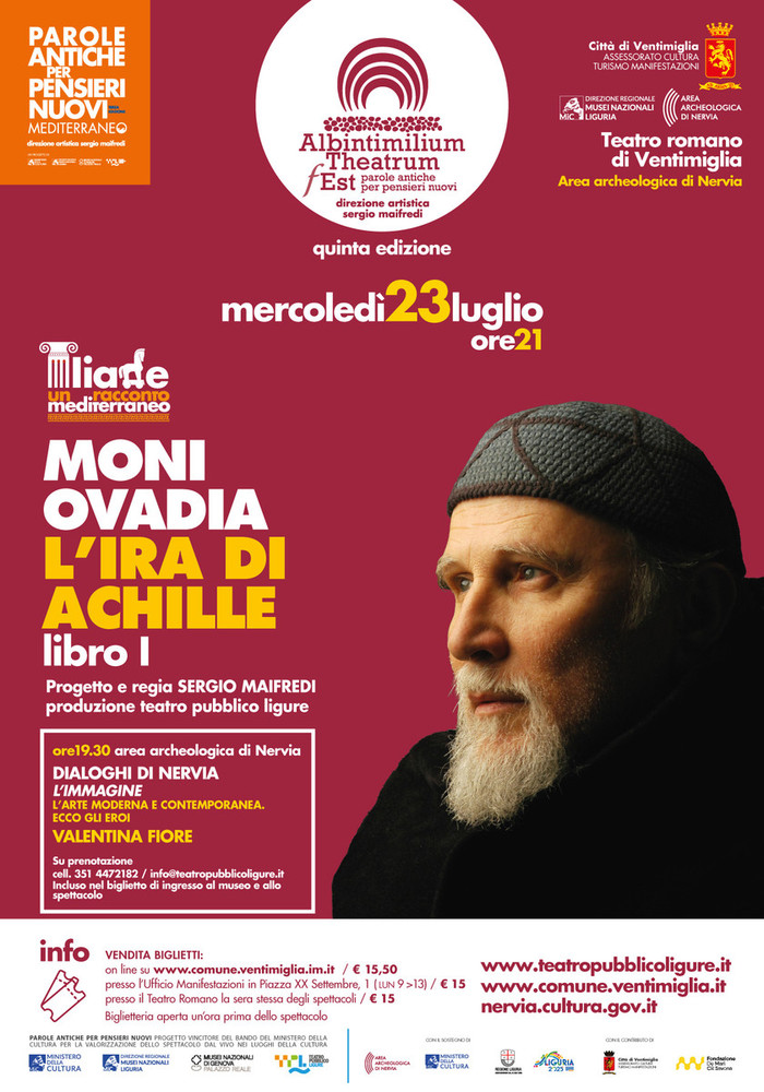 Ventimiglia, il 23 luglio Moni Ovadia all'"Albintimilium Theatrum fEst" con "L'ira di Achille"
