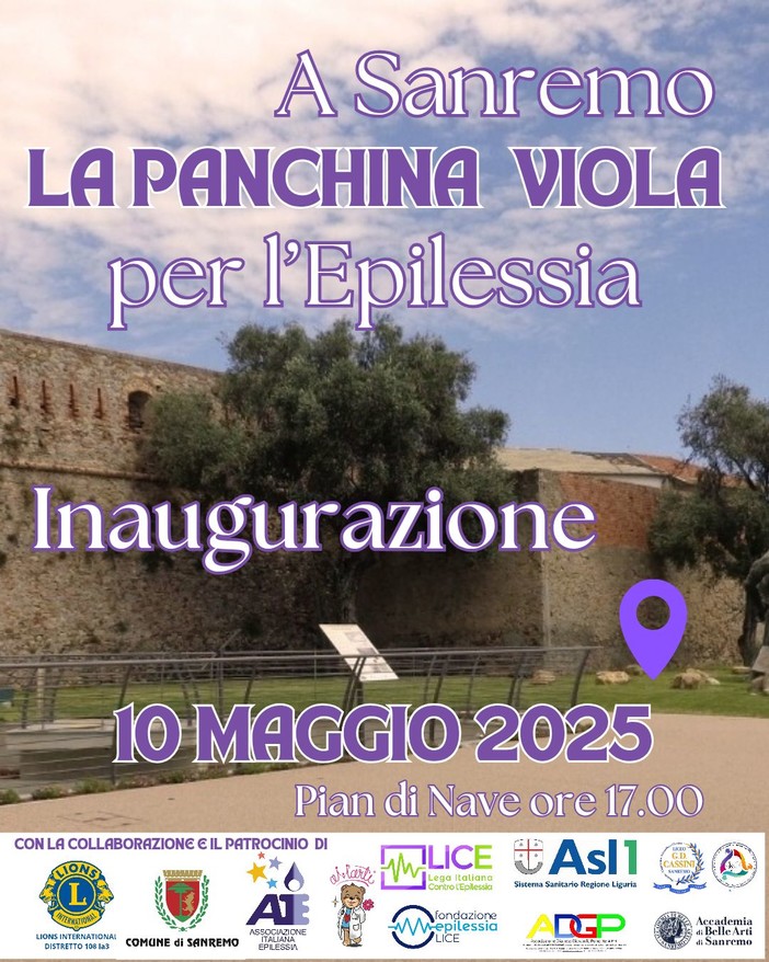 Sanremo, sabato 10 maggio a Pian di Nave inaugurazione della panchina viola