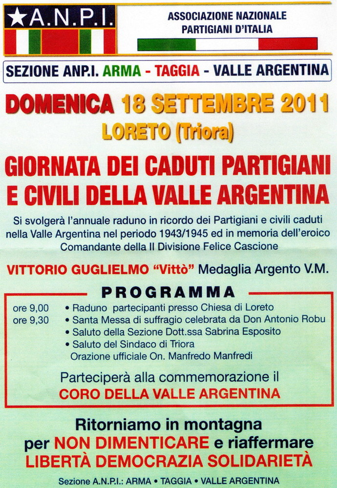 Triora: domenica la cerimonia di commemorazione per i caduti partigiani e civili