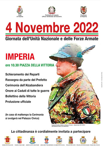 Imperia, domani la festa delle Forze Armate: alle 10.30 cerimonia in piazza della Vittoria
