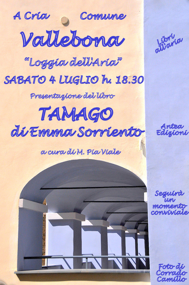 Vallebona, alla Loggia dell'Aria la presentazione di "Tamago", il nuovo romanzo della giovane autrice Emma Sorriento Vallebona, alla Loggia dell'Aria la presentazione di "Tamago", il nuovo romanzo della giovane autrice Emma Sorriento