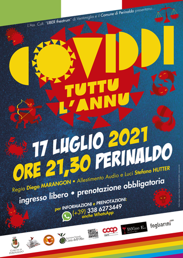 Perinaldo: sabato 17 Liber Theatrum porta in scena lo spettacolo "Coviddi tuttu l'annu" Perinaldo: sabato 17 Liber Theatrum porta in scena lo spettacolo "Coviddi tuttu l'annu"