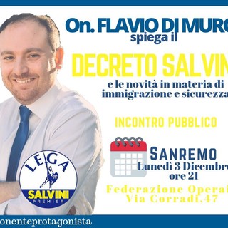 Sanremo: lunedì prossimo, incontro sul 'Decreto Salvini' con relatore l'Onorevole Flavio Di Muro