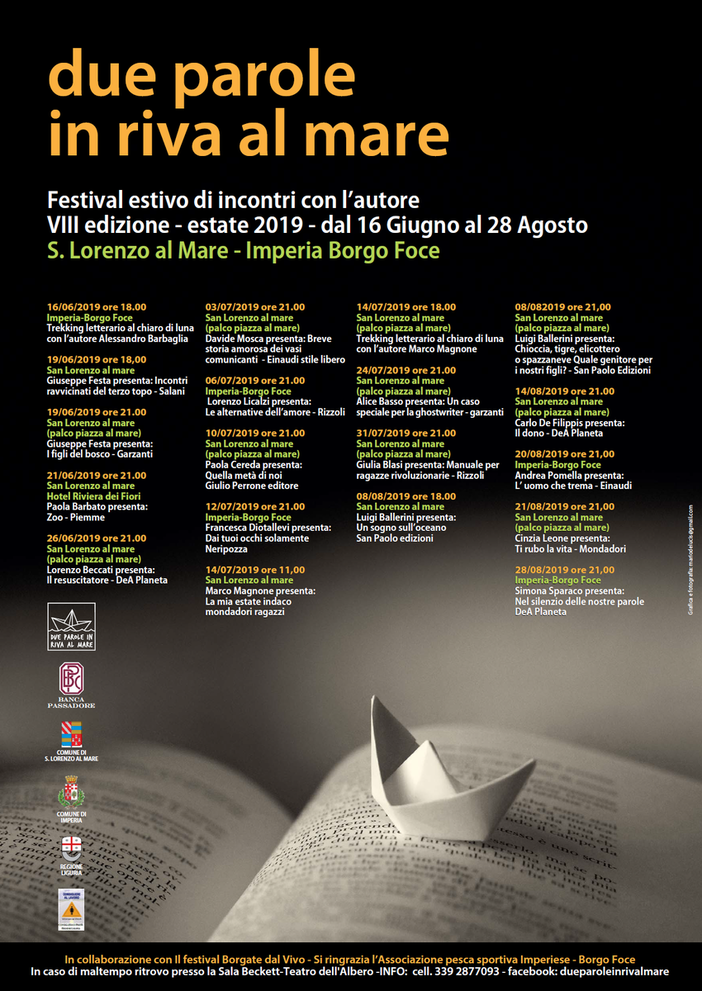 Imperia: rinviato a settembre l'incontro previsto per domani a borgo Foce con l'autrice Francesca Diotallevi Imperia: rinviato a settembre l'incontro previsto per domani a borgo Foce con l'autrice Francesca Diotallevi