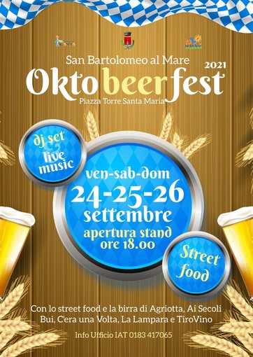 San Bartolomeo al Mare festeggia l'arrivo dell'autunno con l'Oktobeerfest: tre giorni di intrattenimento dedicati alla birra bavarese e non solo