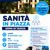 “Sanità in Piazza” ad Arma di Taggia, in programma lunedì 8 giugno.