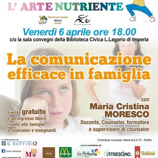 Imperia: L'Arte Nutriente presenta l'incontro di venerdì alla biblioteca Lagorio "La comunicazione efficace in famiglia" Imperia: L'Arte Nutriente presenta l'incontro di venerdì alla biblioteca Lagorio "La comunicazione efficace in famiglia"
