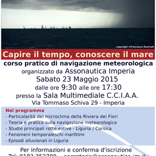 Imperia: sabato 23 maggio corso pratico meteorologico organizzato dall'Assonautica