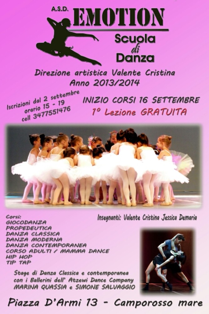 Camporosso: iscrizioni aperte alla scuola di danza asd Emotion Camporosso: iscrizioni aperte alla scuola di danza asd Emotion