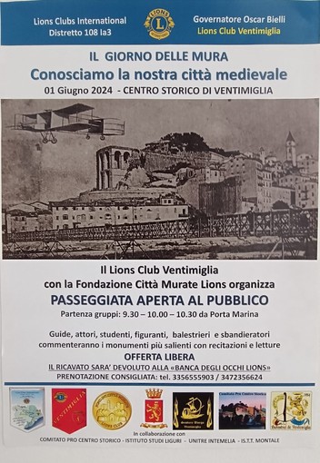 Ventimiglia, sabato 'Il giorno delle mura': passeggiata storica organizzata dai Lions Ventimiglia, sabato 'Il giorno delle mura': passeggiata storica organizzata dai Lions