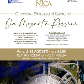Venerdì al teatro romano di Ventimiglia il concerto della Sinfonica di Sanremo: "Da Mozart a Rossini" Venerdì al teatro romano di Ventimiglia il concerto della Sinfonica di Sanremo: "Da Mozart a Rossini"