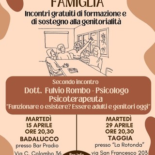 "Riunione di Famiglia": incontri gratuiti di formazione e sostegno alla genitorialità a Taggia e Badalucco