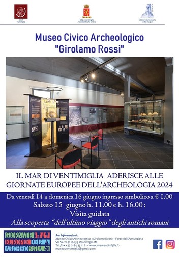 Ventimiglia, dal 14 al 16 giugno al Mar le Giornate Europee dell'Archeologia Ventimiglia, dal 14 al 16 giugno al Mar le Giornate Europee dell'Archeologia
