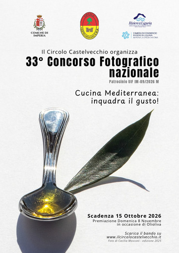 Concorso fotografico Olioliva 2026 a Imperia: il Circolo Castelvecchio invita a “inquadrare il gusto” Concorso fotografico Olioliva 2026 a Imperia: il Circolo Castelvecchio invita a “inquadrare il gusto”