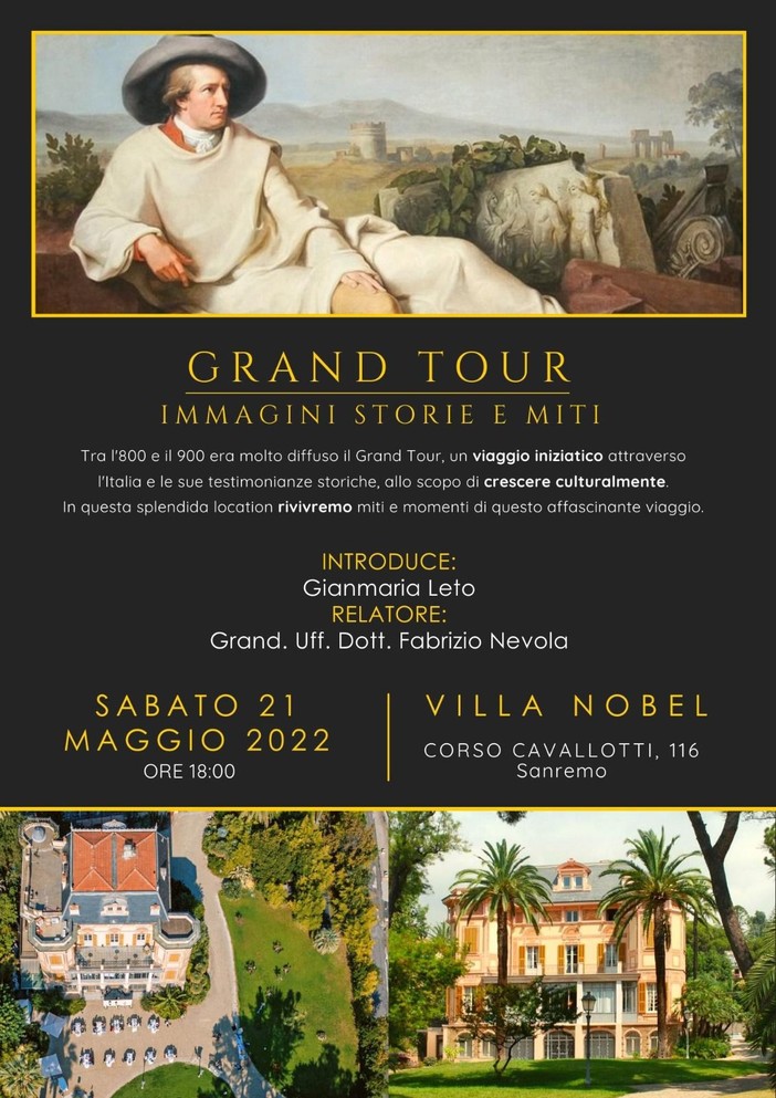 Sanremo, sabato a villa Nobel un pomeriggio culturale all'insegna del 'Grand Tour'